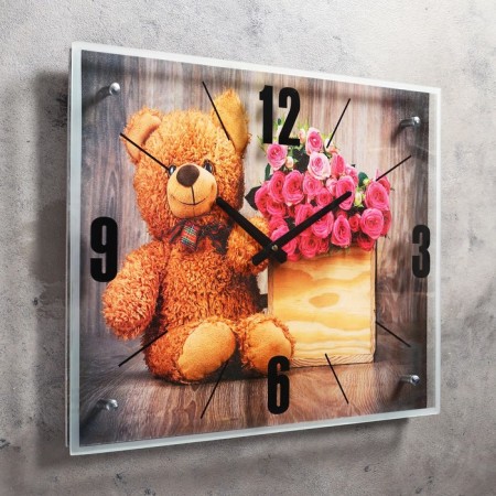 Carty clock is wall, series: flowers, "plush bear", 40x50 cm-1