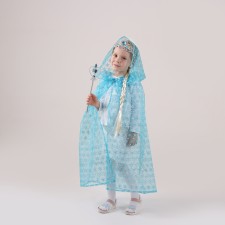 Elsa carnival set, organza raincoat, braid, rod, crown, length 100 cm