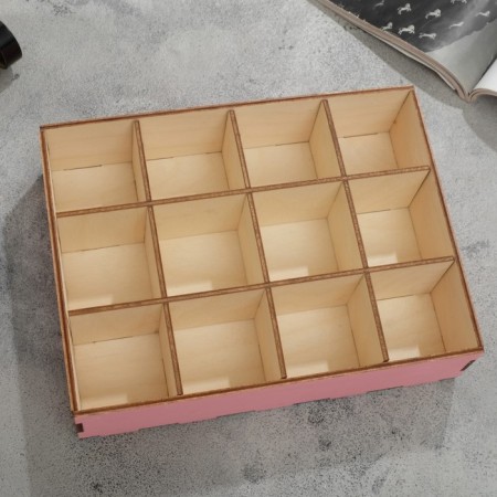 Decoration for jewelry 12 cells, 20 × 15 × 5, thickness 3 mm, pink color-2
