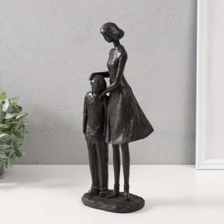 Souvenir Polystone "Mom and Son" Black 31x13x8 cm-3