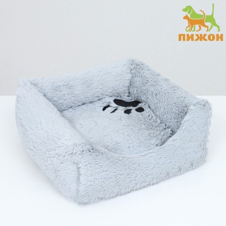 Sungory with a pillow square chubby "Belka", 45 x 45 x15 cm, fur, satin, periodkens, gray