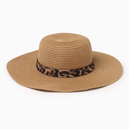 Women's hat with a leopard strap minaku brown color, river 58