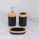 Set for the bathroom, 5 items: a bucket for garbage, a brush with a stand, soap dish, dispenser, glass, black color