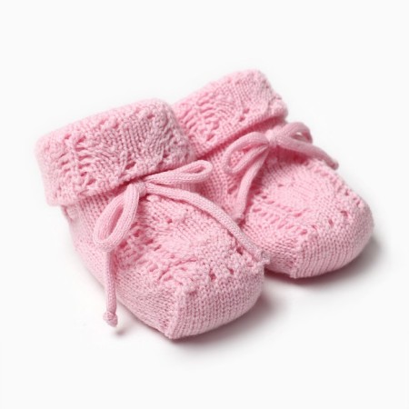 Baby booties, pink color, size 9-11