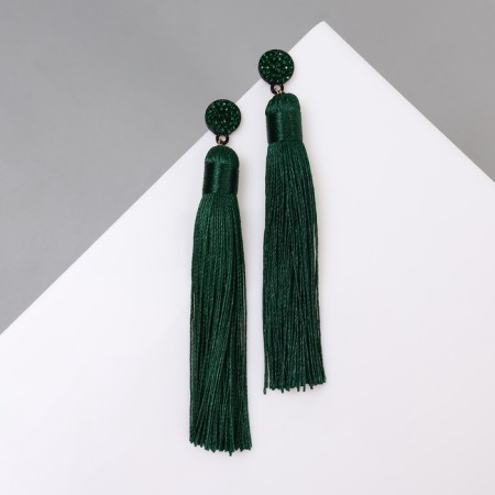 Earrings "Brushes" harmony, emerald color, l brush 8.5 cm-1