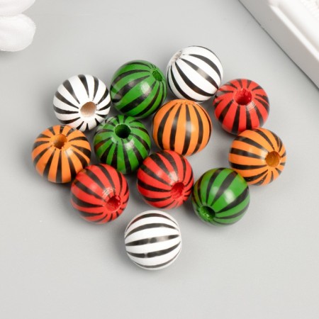 Beads tree for creativity "Round. Stripes" d = 1.6 cm set 12 pcs
