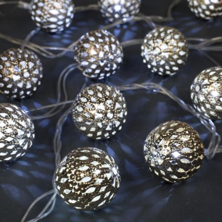 Garland “thread” 4 m with nozzles “ball with a pattern”, IP20, transparent thread, 20 LED, white glow, 8 modes, 220 V