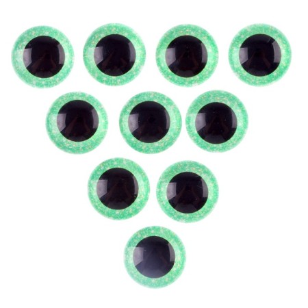 Elose -based eyes, set of 10 pcs., Size 1 pc. - 20 mm, green color with sparkles-1