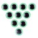 Elose -based eyes, set of 10 pcs., Size 1 pc. - 20 mm, green color with sparkles
