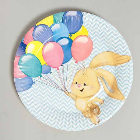 Disposable paper plate "Bunny with balls" 18 cm-1