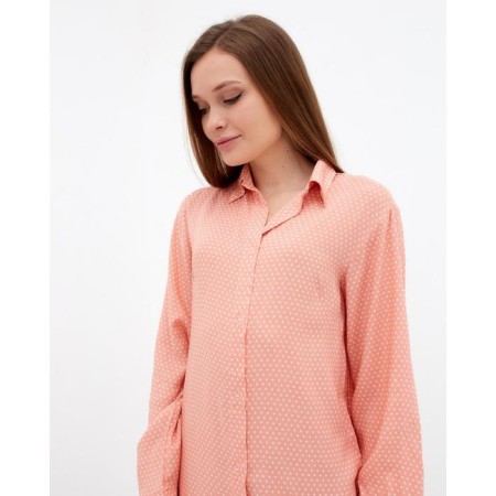 Shirt (shirt) female kaftan "peas", coral, size 44-46-5