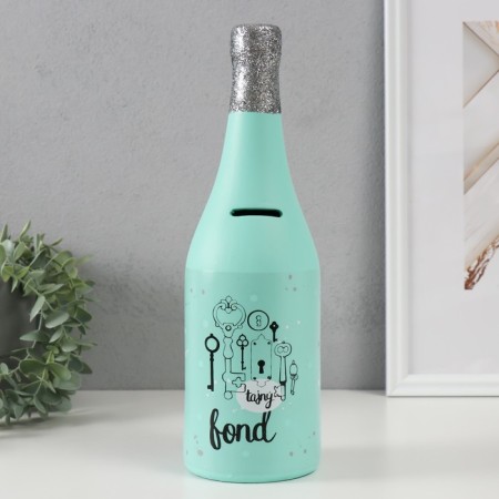 Pig a piggy bank Ceramics "Channel Bottle" Mint 9.5x9.5x30 cm