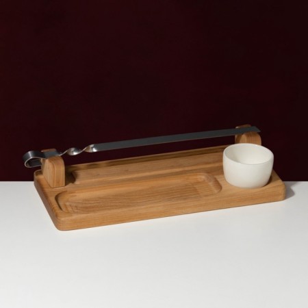 Board for serving, metallic skewer, saucepan, 30 × 14 cm, birch, soaked in mineral oil-1