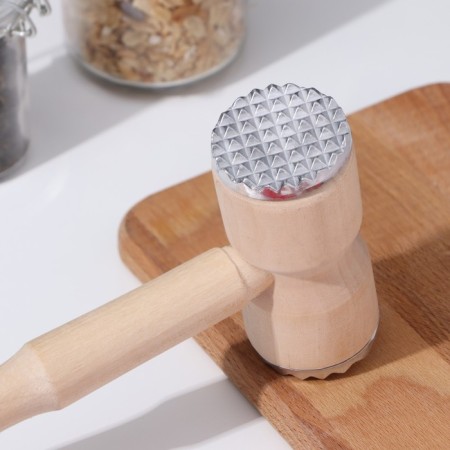 Wooden meat hammer with metal-2