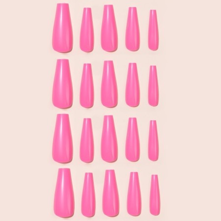 Patching nails, 24 pcs, ballerina shape, pink color-2