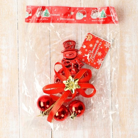 Decoration New Year's "Cozy Fairy Tale" Balls Snowman, 7x23 cm, red-1