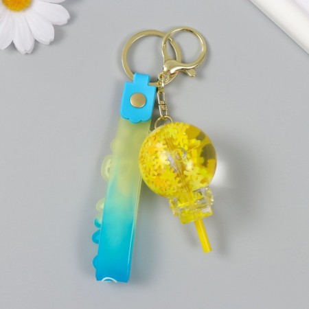 A keychain plastic with a carbine, a strap "Yellow" Water with decor1.8x5.3x5.6 cm-3