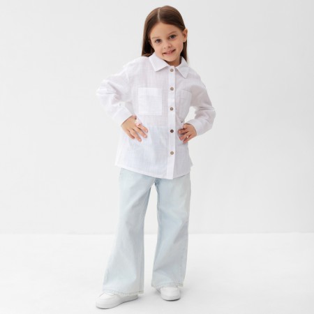 Рубашка для девочки KAFTAN Linen, р.34 (122-128 см) белый-1