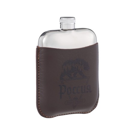 Flaw for alcohol "Russia", stainless steel, cover, gift, 180 ml, 6 oz-1
