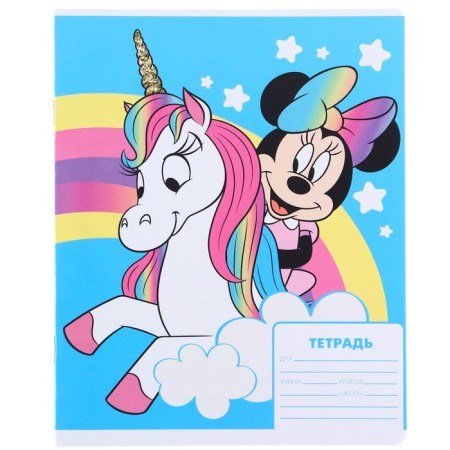 Notebook in a cage 12 sheets, 5 types of mix, cover coated cardboard, Minnie Mouse and unicorn-8