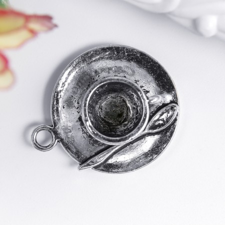 Decor Metal for creativity "Cup on a saucer with a spoon" (A15423) 2.2x2.5 cm-1