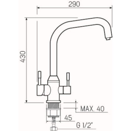 Kitchen mixer "RMS" SUS124-017F-015, output for drinking water, stainless steel, satin 10285-4