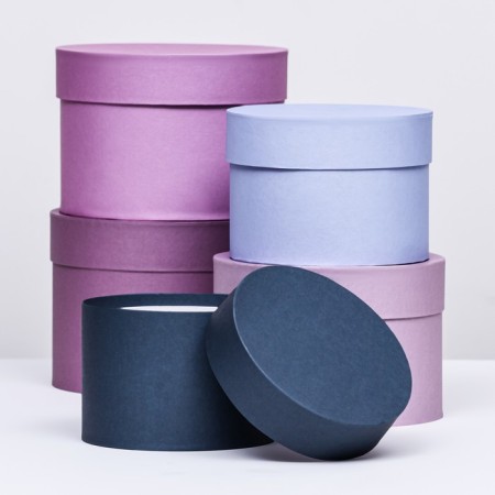 Set of round gift boxes 5 in 1 "delicate" 20 x 14 - 15 x10 cm-1