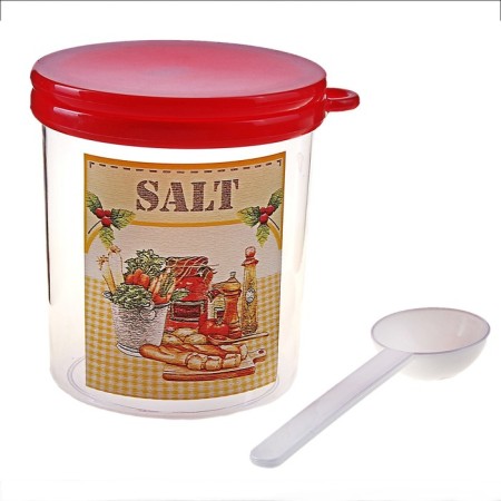 Assorted salt capacity, 700 ml, with a spoon and cover-4