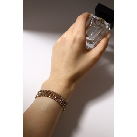 Bracelet with rhinestones "shine" four rows, white color in gold, 18 cm-3