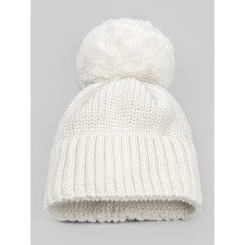 A cap with a lapel and a pompom Children's Amarobaby Pure Love Muffin, size 42-44 cm, milk color