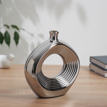 VAZA Ceramics Table "Bram" oval, 20x19 cm, silver-1
