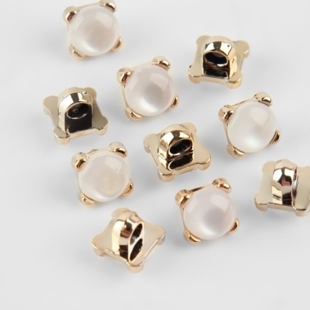 A set of buttons on the leg, d = 9 mm, 10 pcs, the color is transparent/gold-1
