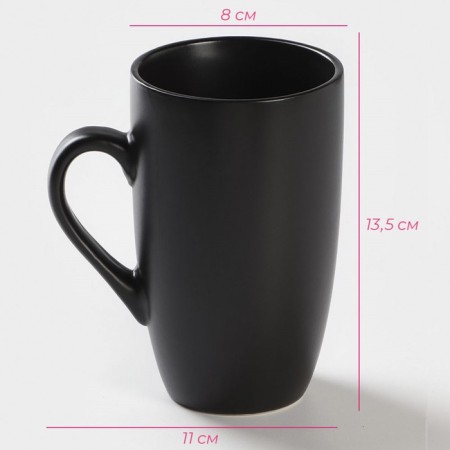 Mug ceramic share "Cat Black", 400 ml, black color-2