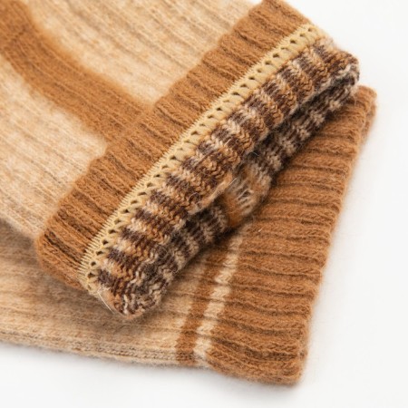 Women's socks with a camel fluff, beige color/red trace, size 35-37-3