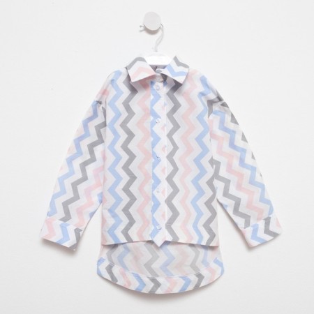 Рубашка для девочки MINAKU: Cotton Collection цвет белый, рост 122-7
