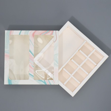 Box for 8 sweets and chocolate with cells, confectionery packaging, “fluid” 18 x 18 x 4 cm-3