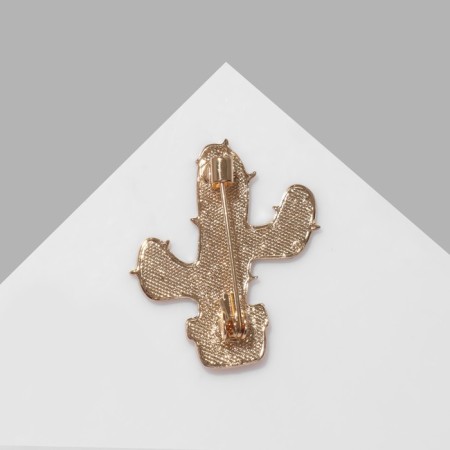 Brooch "Cactus" in a pot, colored in gold-1