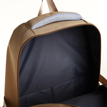 School backpack of textiles on lightning, 7 pockets, brown color-5