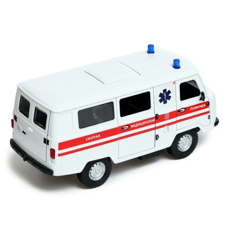 Metal machine "UAZ 3962. Ambulance", inertia, 1:24, light and sound-2