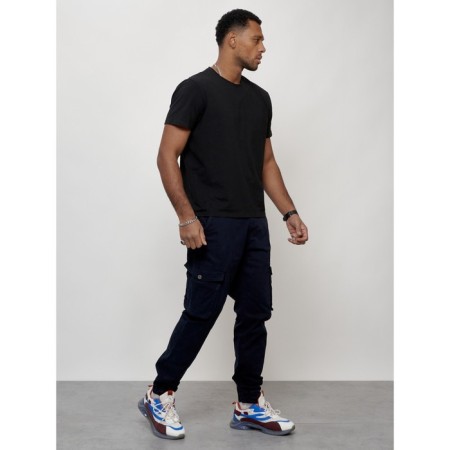 Cargo jeans men, size 48, dark blue color-2