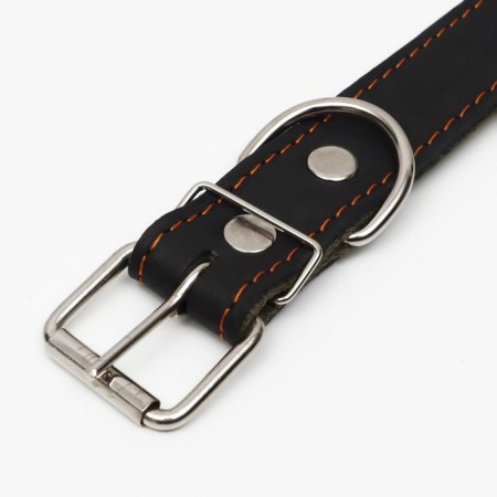 Collar combined leather/tarpaulin, 69 x 3.5 cm, Osh 45-60 cm, black-3