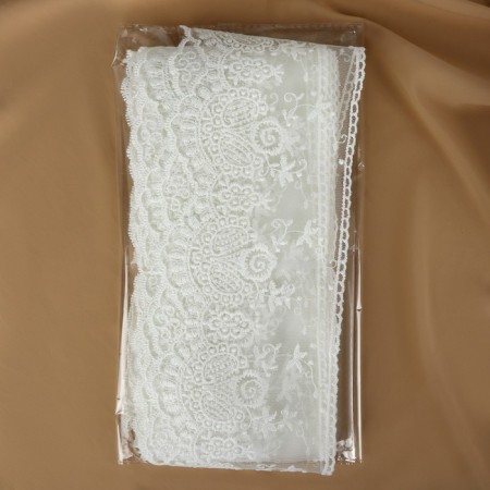 Lace on a grid, 125 mm × 11 ± 1 m, ivory color-2