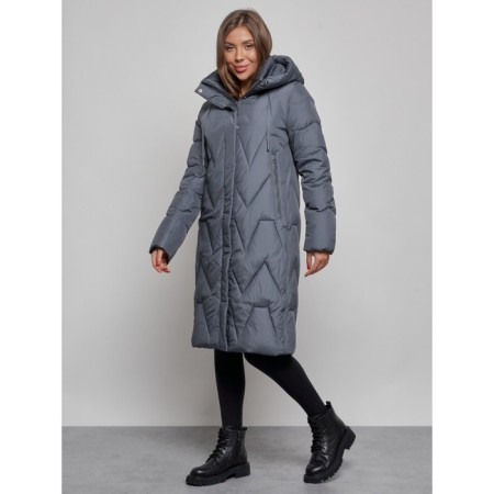 Coat insulated winter female, size 46, dark blue color-2