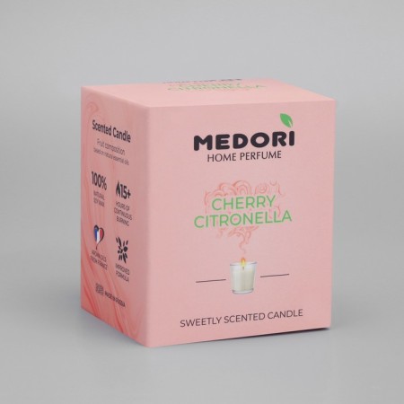 Aromatic candle in a glass of Medori "Cherry Citronella", Cherry and Citronella-5