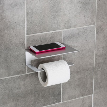 Holder for toilet paper with a shelf 6.5 × 16 × 11.5 cm, aluminum