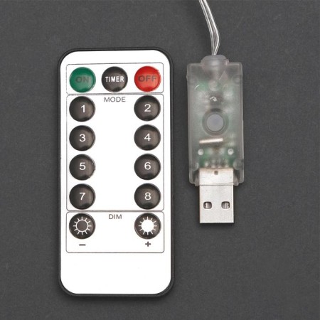 Garland "Curtain" 2.8 × 3 m dew on hooks, with a remote control, IP20, silver thread, 300 LED, glow of multi, 8 modes, USB-4