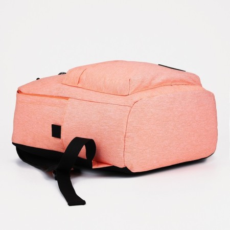 School backpack of textiles on lightning, Fulldorn, 3 pockets, peach color-4