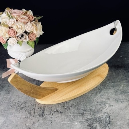 Ovalny dish on the Lenardi Bamboo stand, 42 cm