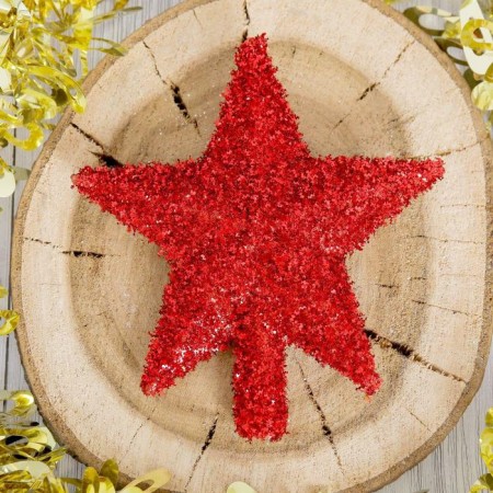 Tip "star" fluffy shine 13.5x14.5 cm, red