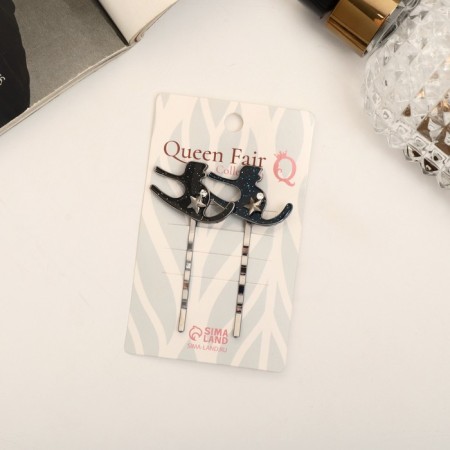 Invisible hair "cat with a star" (set 2 pcs) 6 cm-2